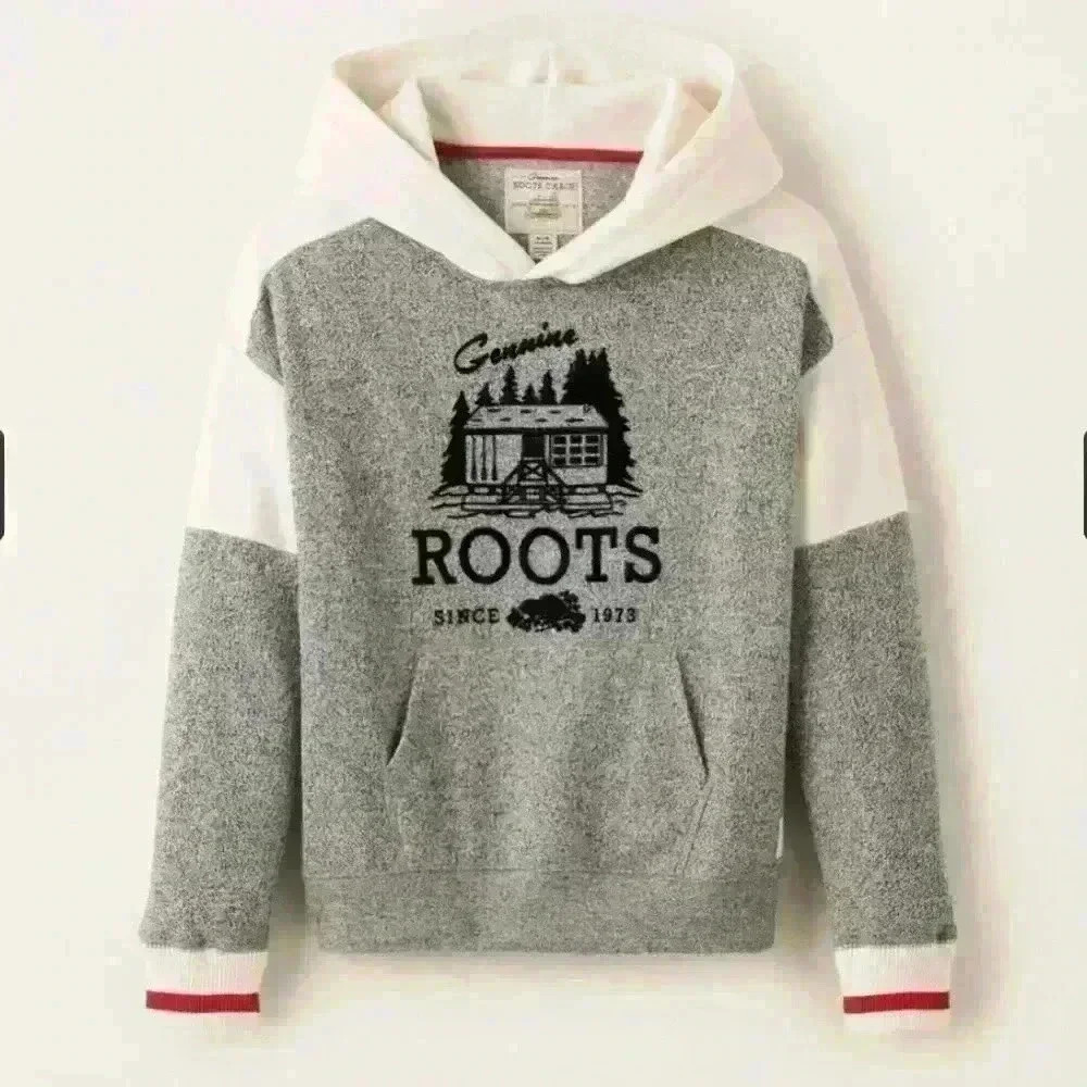 🆕 NWT! ROOTS Cabin Kanga  Hoodie | Gray Oat Pepper | Size 2XL Girl’s/Youth